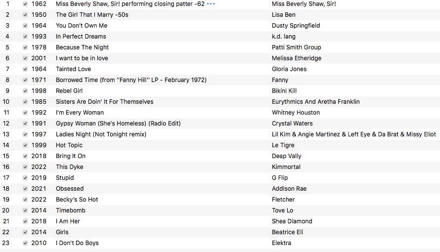 Playlist Lesbian Hits, Screenshot